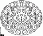 kolorowanka Jesienna mandala figuratywna