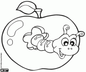kolorowanka Robak w Jabłko