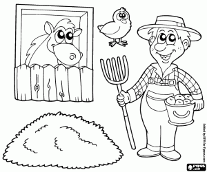 kolorowanka Rolnik w gospodarstwie