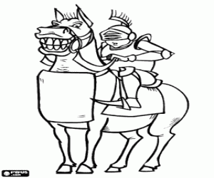 kolorowanka Rycerz w zbroi na koniu