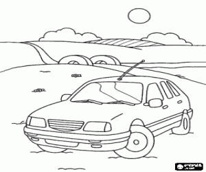 kolorowanka Samochodów w krajobraz