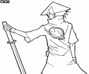 kolorowanka Samuraj wojownik z katana
