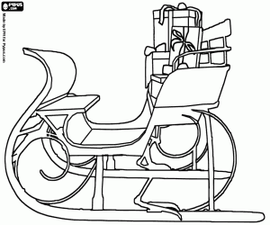 kolorowanka Sanie Świętego Mikołaja i prezenty