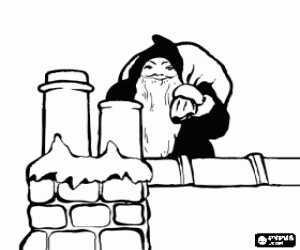 kolorowanka Santa Claus na dachu