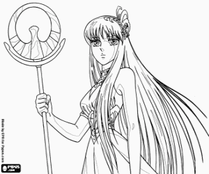 kolorowanka Saori Kido, Saint Seiya, Rycerze Zodiaku