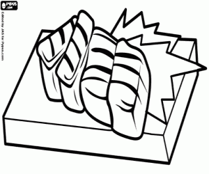 kolorowanka Sashimi, japoński surowe ryby