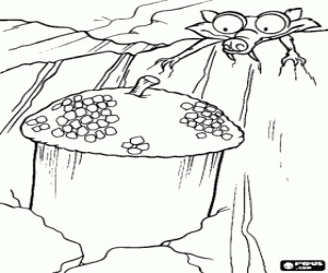 kolorowanka Scrat i ogromny żołądź