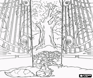 kolorowanka Scrat i żołędzie