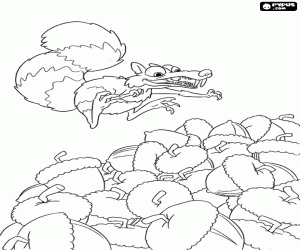 kolorowanka Scrata wiewiórki i żołędzi