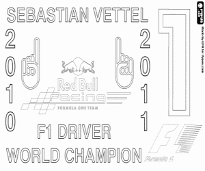 kolorowanka Sebastian Vettel, mistrza 2011 F1