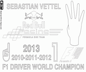 kolorowanka Sebastian Vettel, mistrza F1 2013