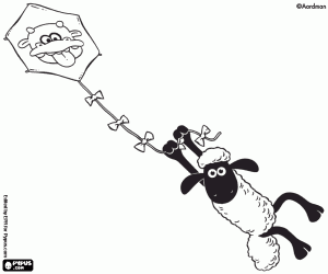 kolorowanka Shaun owiec i latawiec