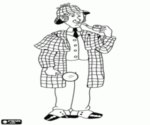 kolorowanka Sherlock Holmes z rury tytoniu