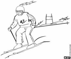 kolorowanka Slalom alpejskiego narciarstwa