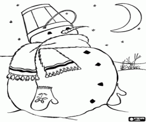 kolorowanka Snowman pod księżycem