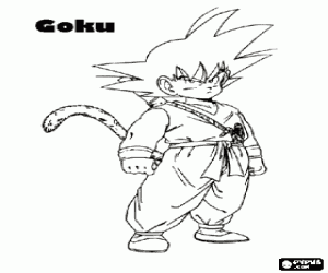 kolorowanka Son Goku, dziecko z ogonem
