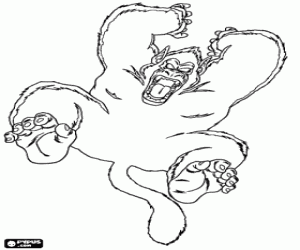 kolorowanka Son Goku przekształcony gigantyczna małpa