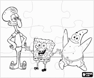 kolorowanka SpongeBob i przyjaciele puzzle