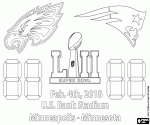 kolorowanka Super Bowl 2018, Patriots v Eagles