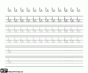 kolorowanka Sylaby TE, kaligrafia praktyki