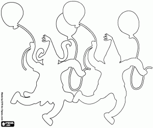 kolorowanka Sylwetki przyjęcie urodzinowe