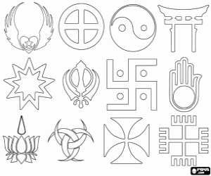 kolorowanka Symbole religii świata