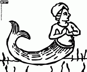 kolorowanka Syrenka lub syreny na dnie morza