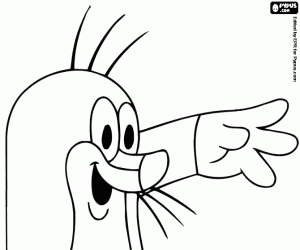 kolorowanka Szczęśliwe powitanie małego kreta Krecik