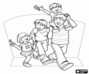 kolorowanka Szczęśliwą rodzinę w dzień ojca