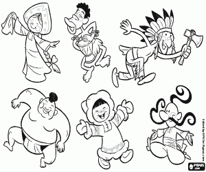 kolorowanka Sześć osób na świecie