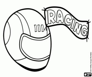 kolorowanka Słowo Racing i kask