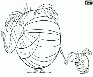 kolorowanka Słoń z arbuza z jego dziecko