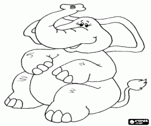 kolorowanka Słoń siedzi na podłodze