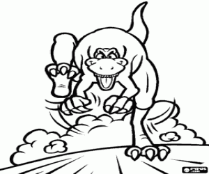 kolorowanka T-Rex dinozaura z przodu