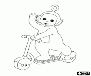 kolorowanka Teletubbie Po i hulajnoga