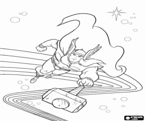 kolorowanka Thor i jego potężny młot