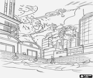 kolorowanka Thor przeciwko pożar gigant