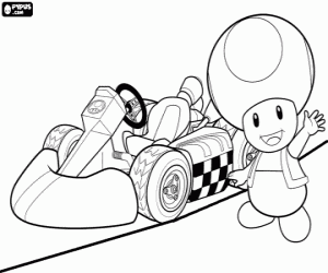 kolorowanka Toad i kart, Mario Bros