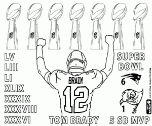 kolorowanka Tom Brady, siódmy Super Bowl