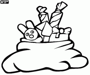 kolorowanka Torba na prezenty świąteczne i pluszowa