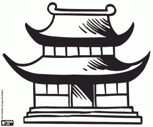 kolorowanka Tradycyjny dom z Japonii