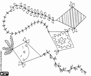 kolorowanka Trzech latawce, zabawki