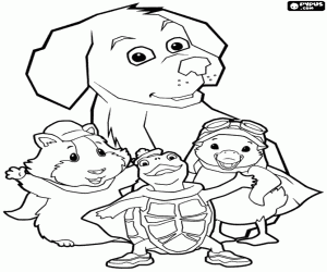 kolorowanka Trzy Wonder Pets i szczeniak