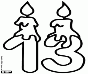 kolorowanka Trzynaście numer z dwóch świec