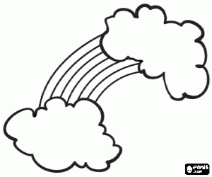 kolorowanka Tęcza między dwoma chmury