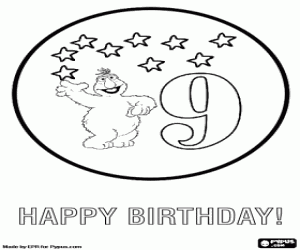 kolorowanka Urodziny 9 lat z Telly