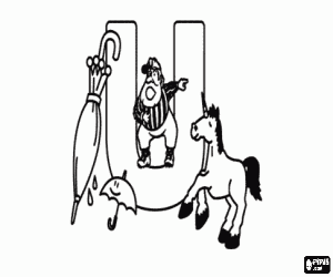 kolorowanka Wielka litera U z obiektów