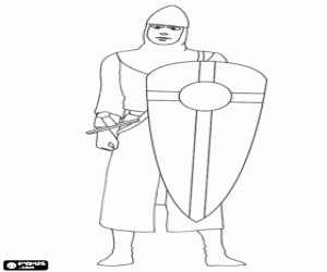 kolorowanka Wojownik z kask i Tarcza