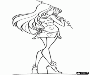 kolorowanka Wróżka Flora z kwiatem