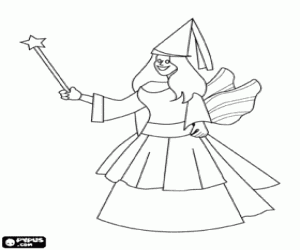 kolorowanka Wróżka z długiej sukni
